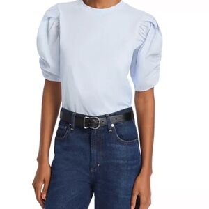 FRAME - Frankie Tee - Cotton Puff Sleeve Top Light Blue - Size L/G